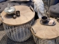 Preview: Sofatisch Korbtisch antique mit abnehmbaren Holzdeckel Set aus 2 Stück