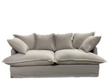 Altes französisches Sofa in Leinen mit 6 Kissen
