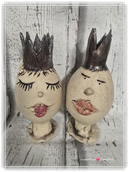 Keramik Gartenstecker König und Königin