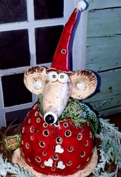 Verkauft - Bestellung möglich - Keramik Windlicht mouse Lampe Haus Maus Lichterhaus Wichtelhaus Elfenhaus Gnom