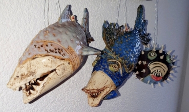 Keramikfisch böser Hai
