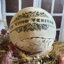 getöpferte Gartenkugel - in vino veritas - Im Wein liegt die Wahrheit
