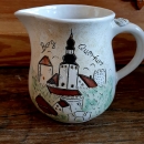 Handgetöpferter Krug/ Kännchen Milchkännchen mit Motiv